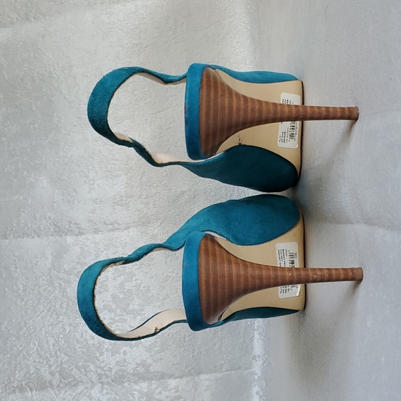 NINE WEST Teal Suede Leather Upper Slingback Heels SIZE: 9M - Picture 11 of 13